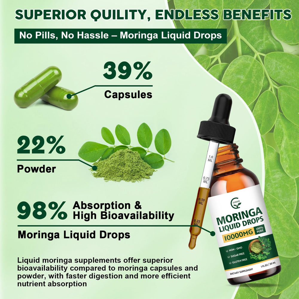 Dropper dispensing moringa liquid drops