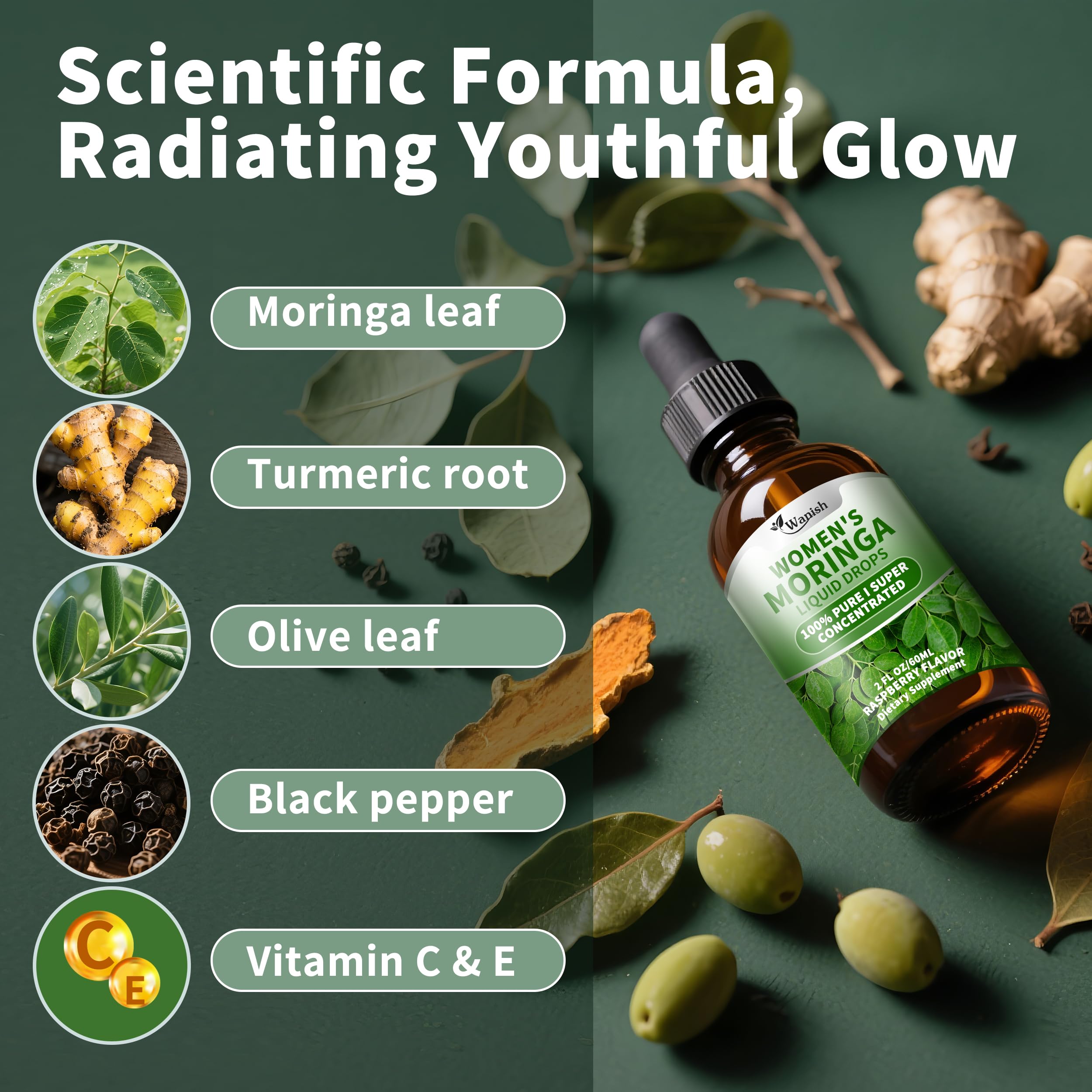 Dropper dispensing 2 ml of Moringa Liquid Drops