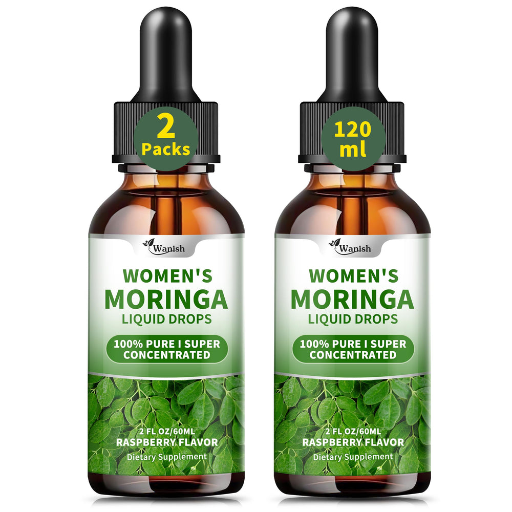 Front view of the 2-pack Moringa Liquid Drops bottle with label