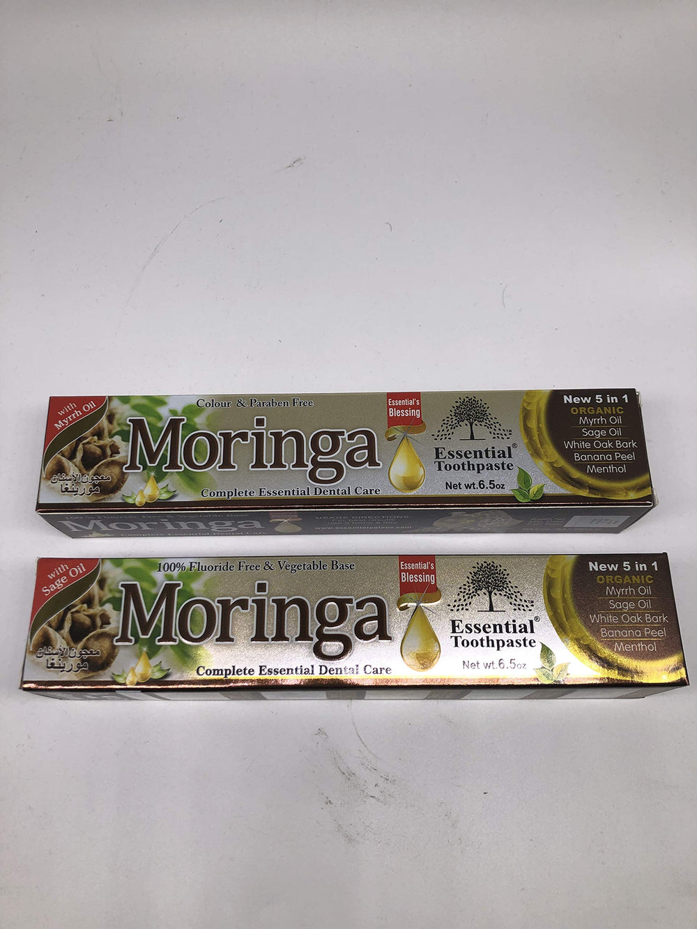 Moringa Organic Toothpaste outer packaging 6.5oz - fluoride free, paraben free