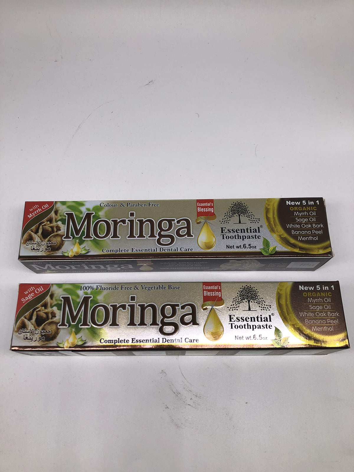 Moringa Organic Toothpaste outer packaging 6.5oz - fluoride free, paraben free