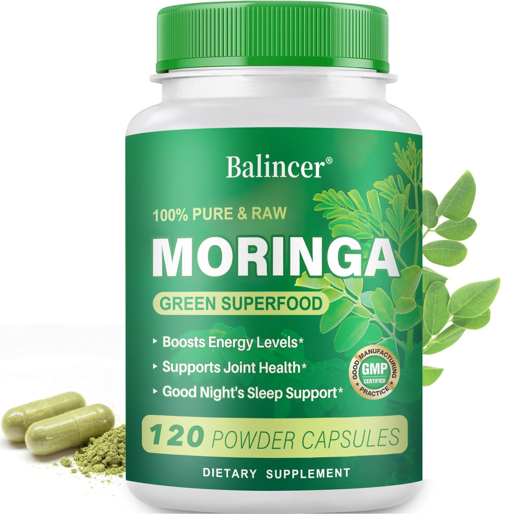 Balincer Moringa Powder Capsules bottle with 120 vegan capsules