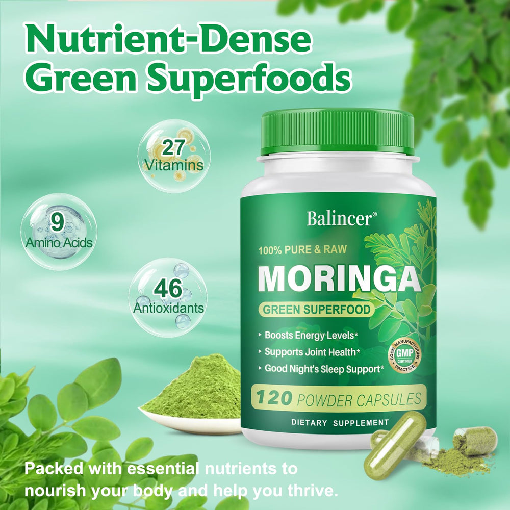 Moringa Powder Capsules packaging box and bottle