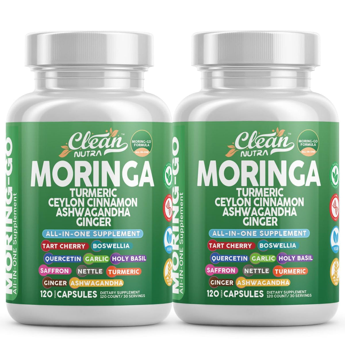 Moringa powder capsules with turmeric and spices