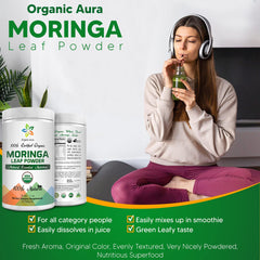 Moringa powder jar with seal and label