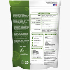 Close-up of Moringa Powder label showing ingredients