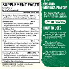 Jar of Moringa Powder Organic 2000MG with 60 servings