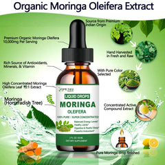 Moringa turmeric liquid drops with black pepper illustration
