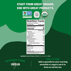 Moringa oleifera leaves sourced from organic farms in India