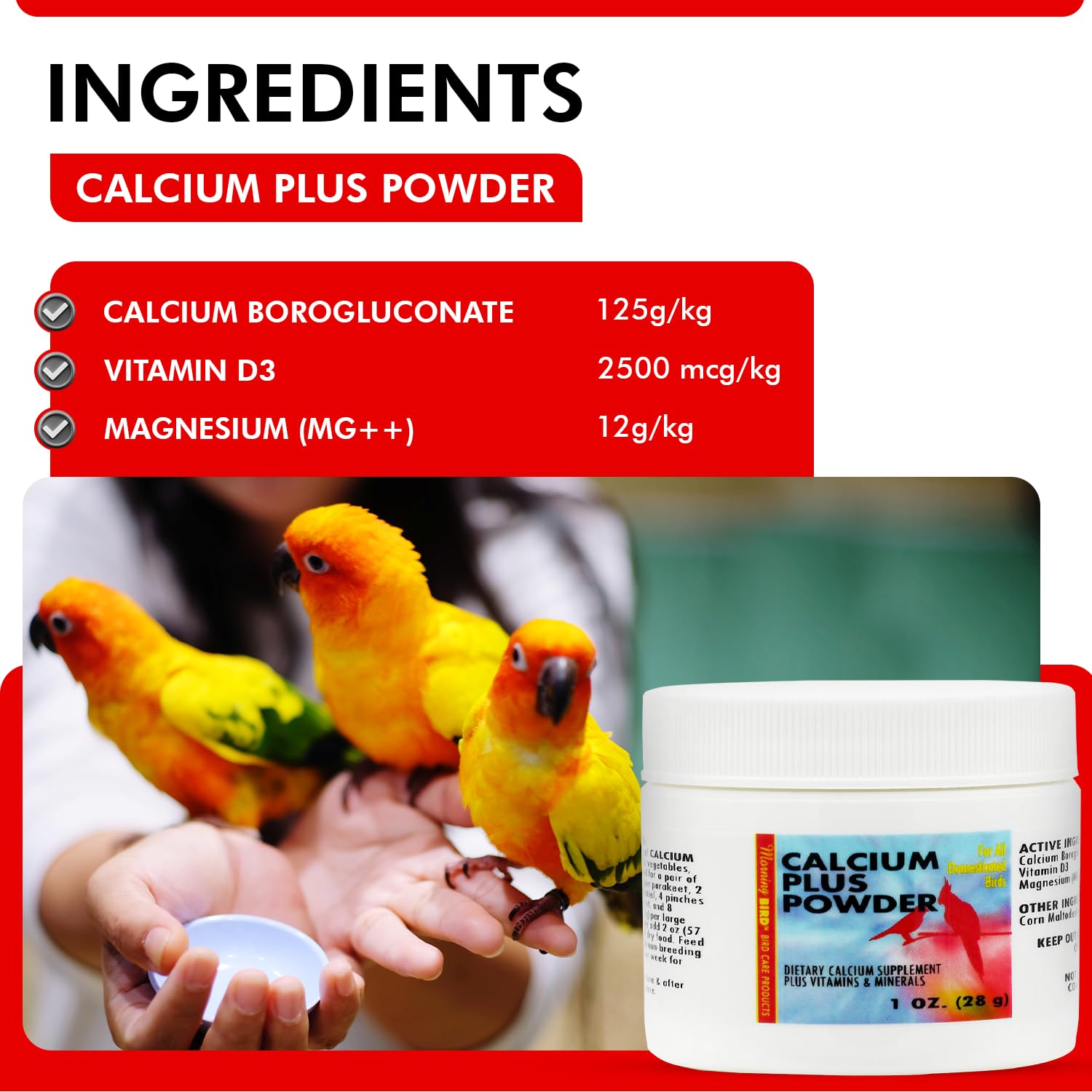 Easy-to-mix calcium powder for birds in water or food