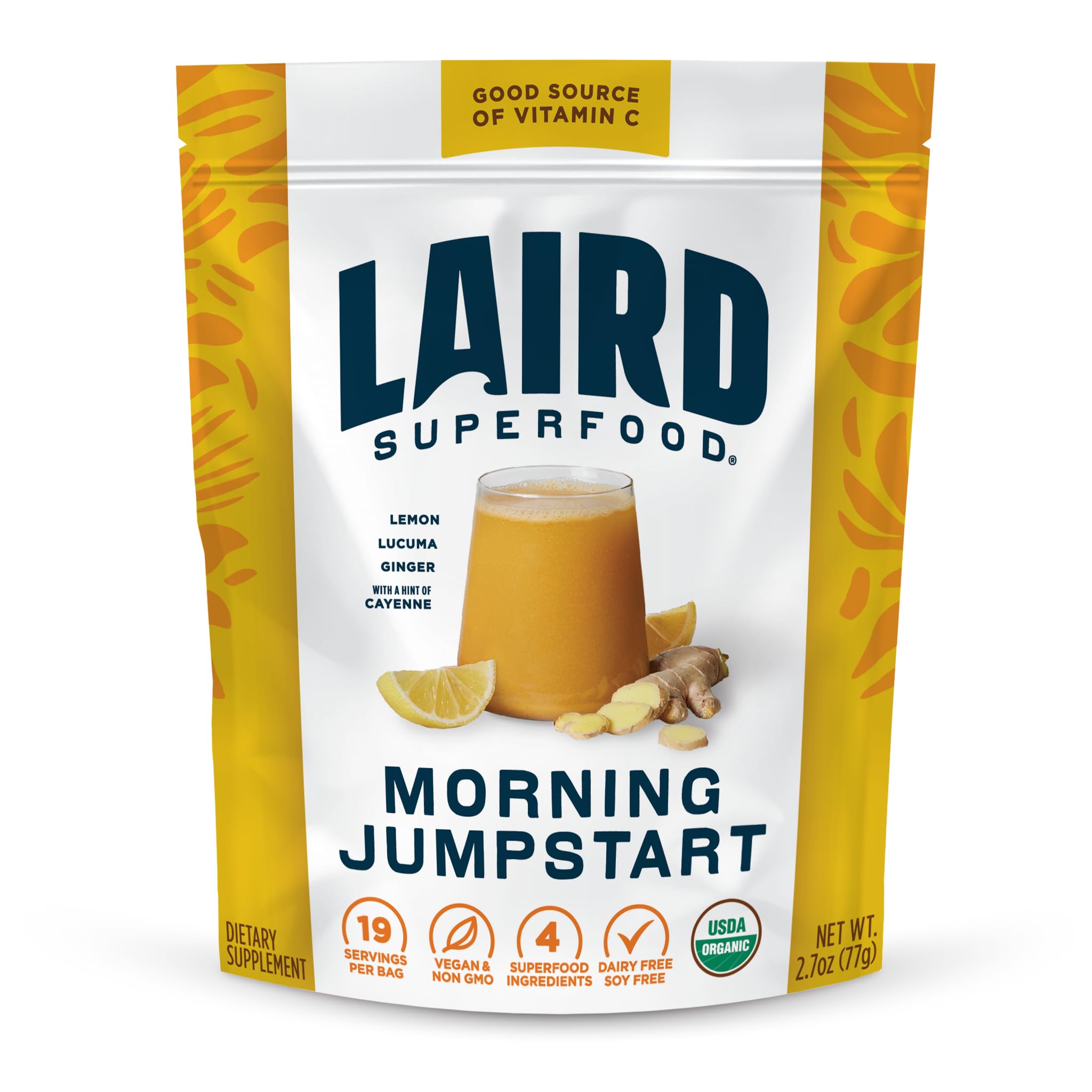 Laird Morning Jumpstart lemon-lucuma-ginger-cayenne powder 2.7 oz bag