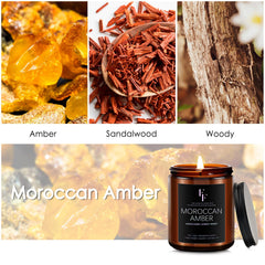 Close-up of Moroccan Amber soy wax candle showing cotton wick