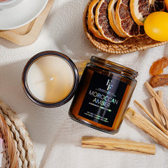 Moroccan Amber 7oz soy candle in a gift-ready jar