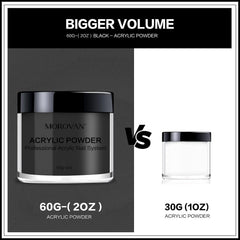 Morovan black acrylic powder used for nail art and 3D carving