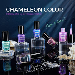 Morovan Green glitter hue from Chameleon Set creates eye-catching shimmer for parties.