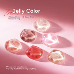 Morovan jelly nails with glassy finish show sheer depth.