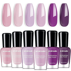 Morovan nail polish set lilac light purple bottle for smooth application