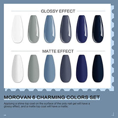 Morovan poly gel bottles close-up showing 15ml containers.