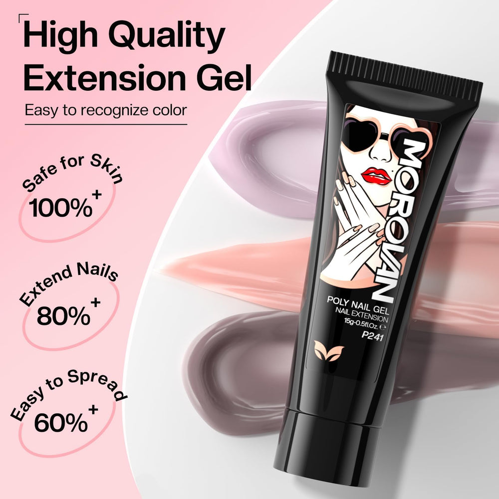 Morovan Poly Gel Nail Colors setup enables easy DIY nail art.