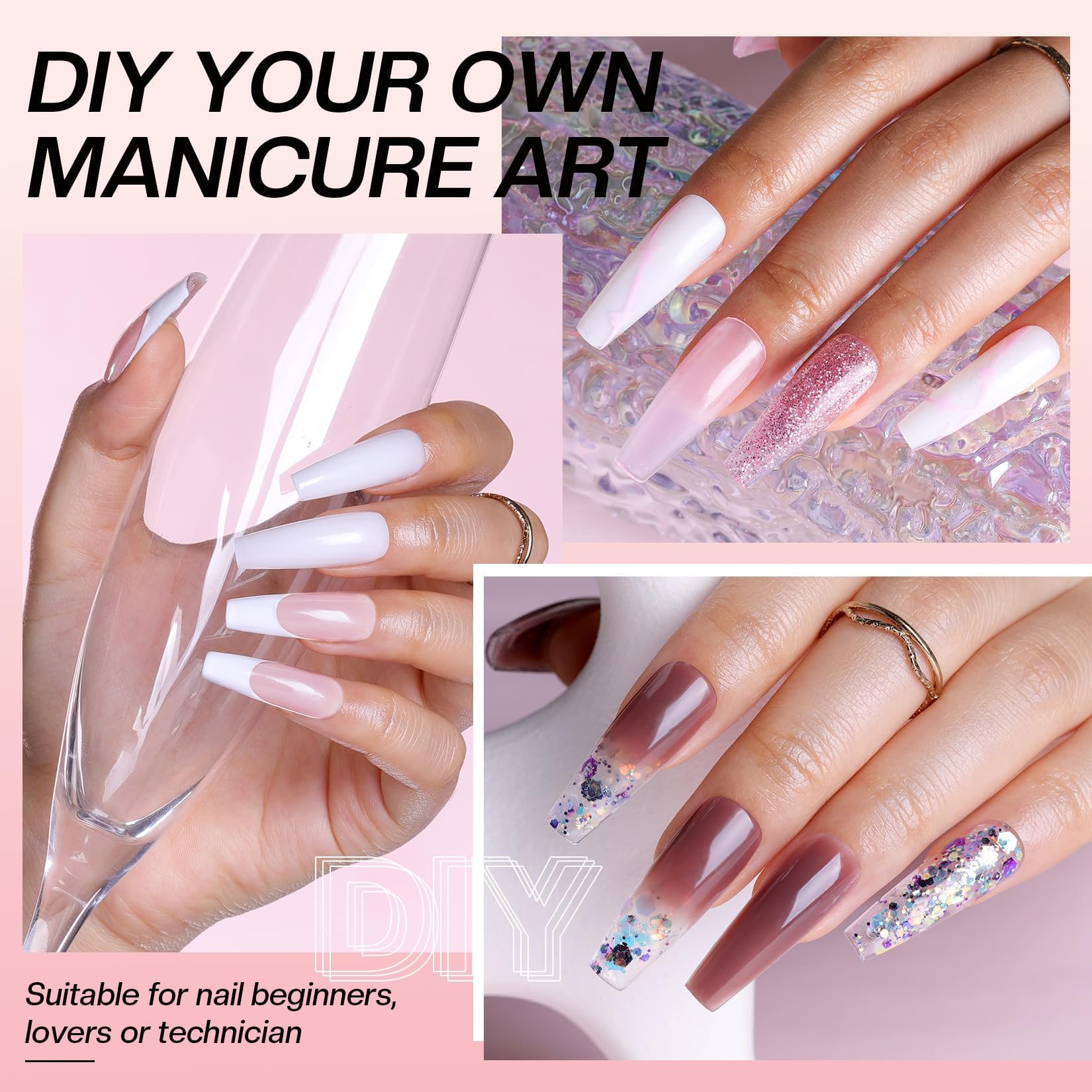Morovan Poly Gel Nail Colors lengthen nails with solid gel.
