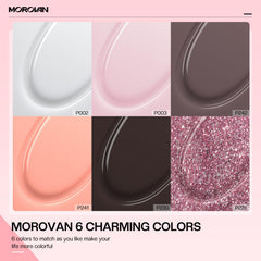 Morovan Poly Gel Nail Colors pink nude swatch shows versatile shades.