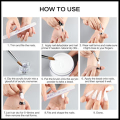 Professional nail artist using Morovan powder for sleek French tips