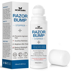 Morovan Razor Bumps serum bottle for quick relief after shaving and waxing