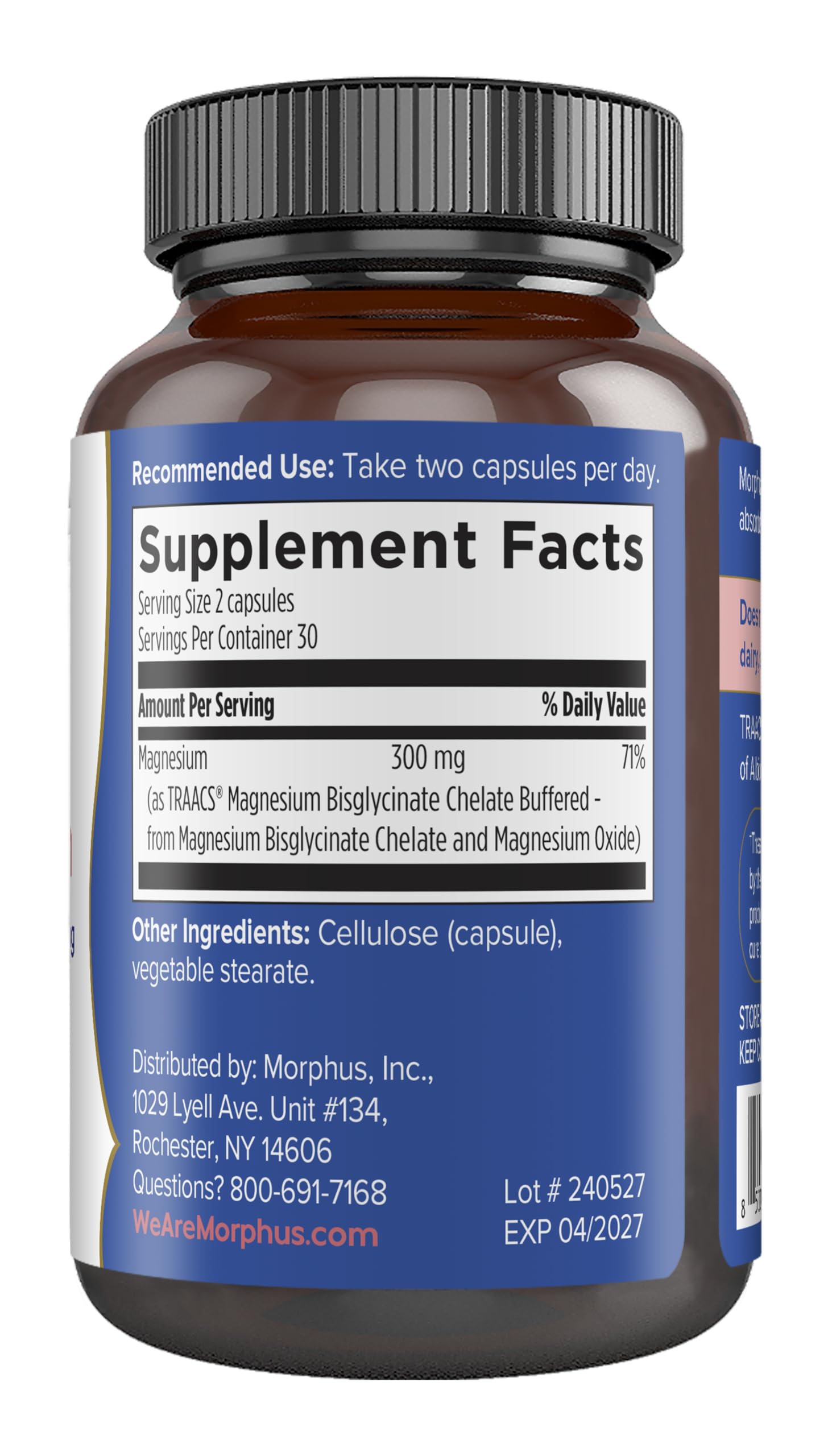 Morphus Magnesium Bisglycinate 300mg capsules in bottle