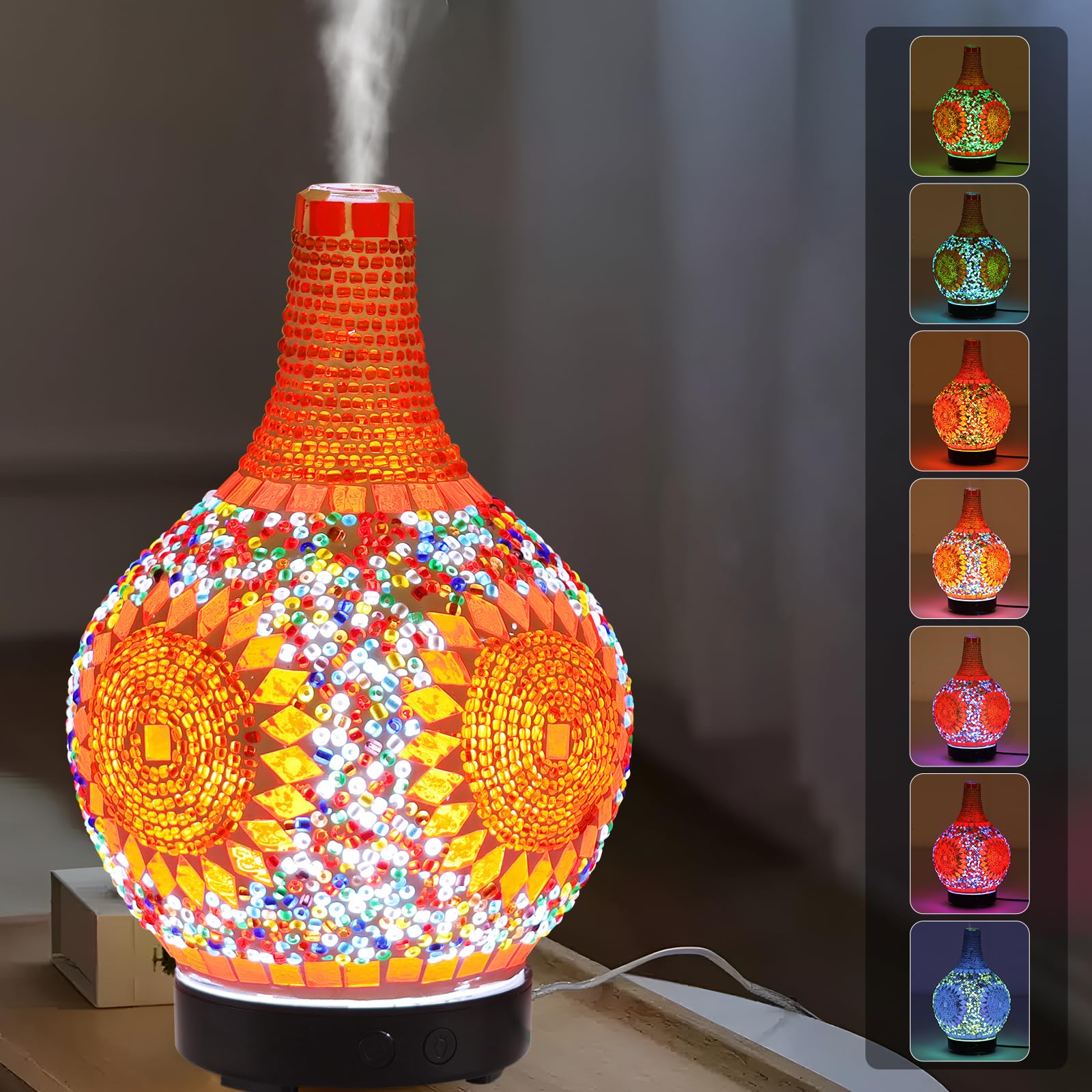 Mosaic glass diffuser Tiffany style with sunflower pattern