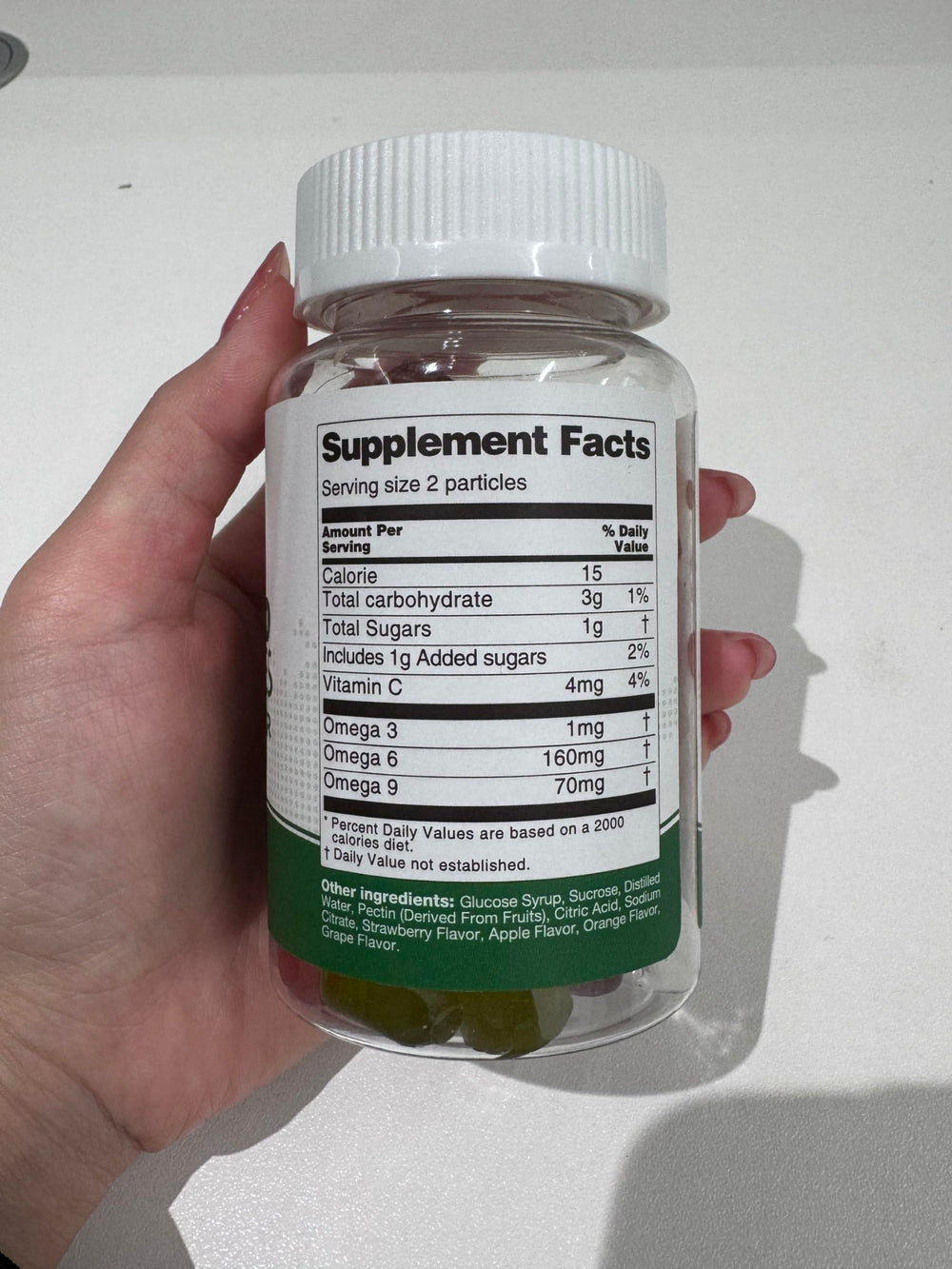 Nutrition and serving size information for MOSRAY Hemp Gummies
