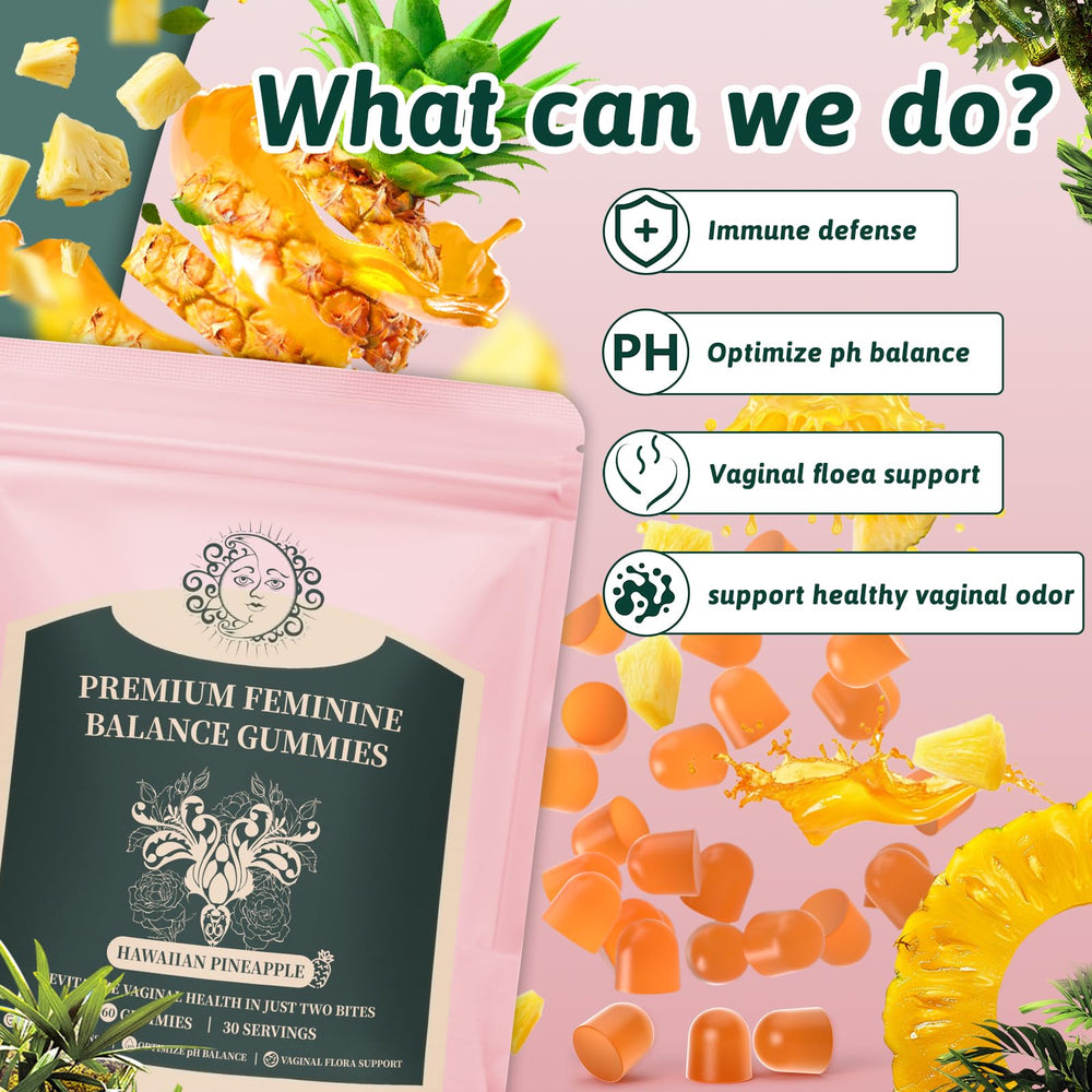 Nutrition label for Mosslly Feminine Balance Gummies