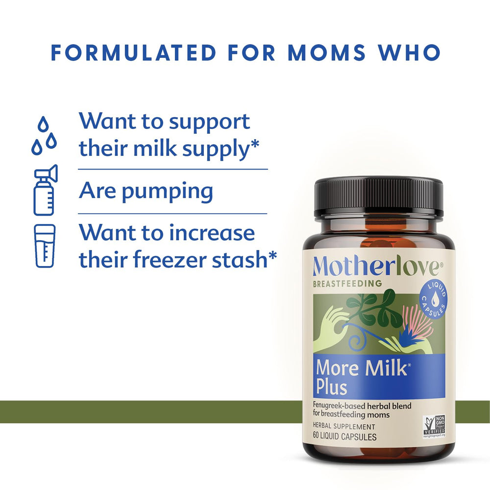 More Milk Plus capsules ready for daily dosing to support lactation routines