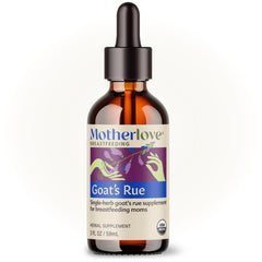 Front view of Motherlove Goat’s Rue 2 oz tincture bottle