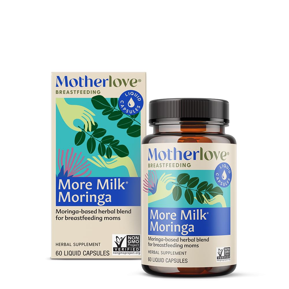 Bottle of Motherlove More Milk Moringa lactation supplement