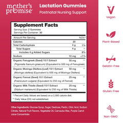 Two bottles of Mother's Promise Lactation Gummies on a wooden surface