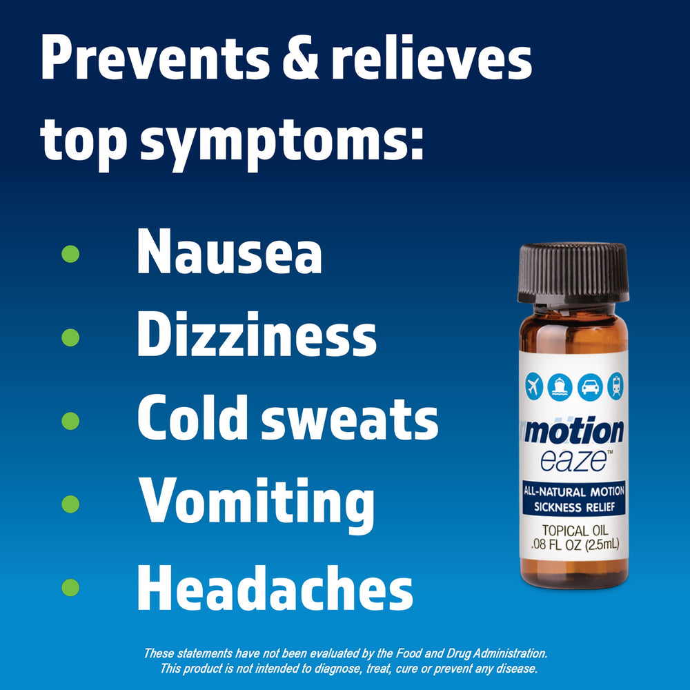 MotionEaze drops applied to the ear lobe for simple relief.
