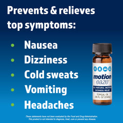 MotionEaze drops applied to the ear lobe for simple relief.