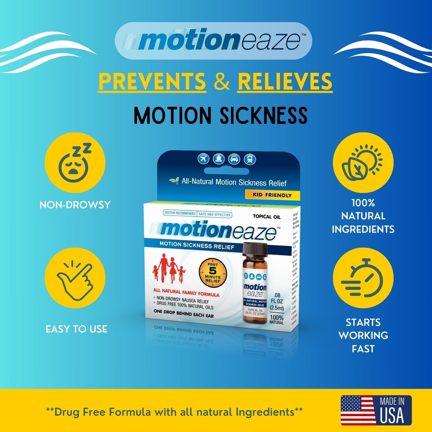 MotionEaze skin application demonstrates a drug-free approach to motion relief.