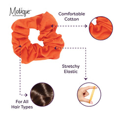 Motique Jumbo Cotton Scrunchie Orange worn in a ponytail
