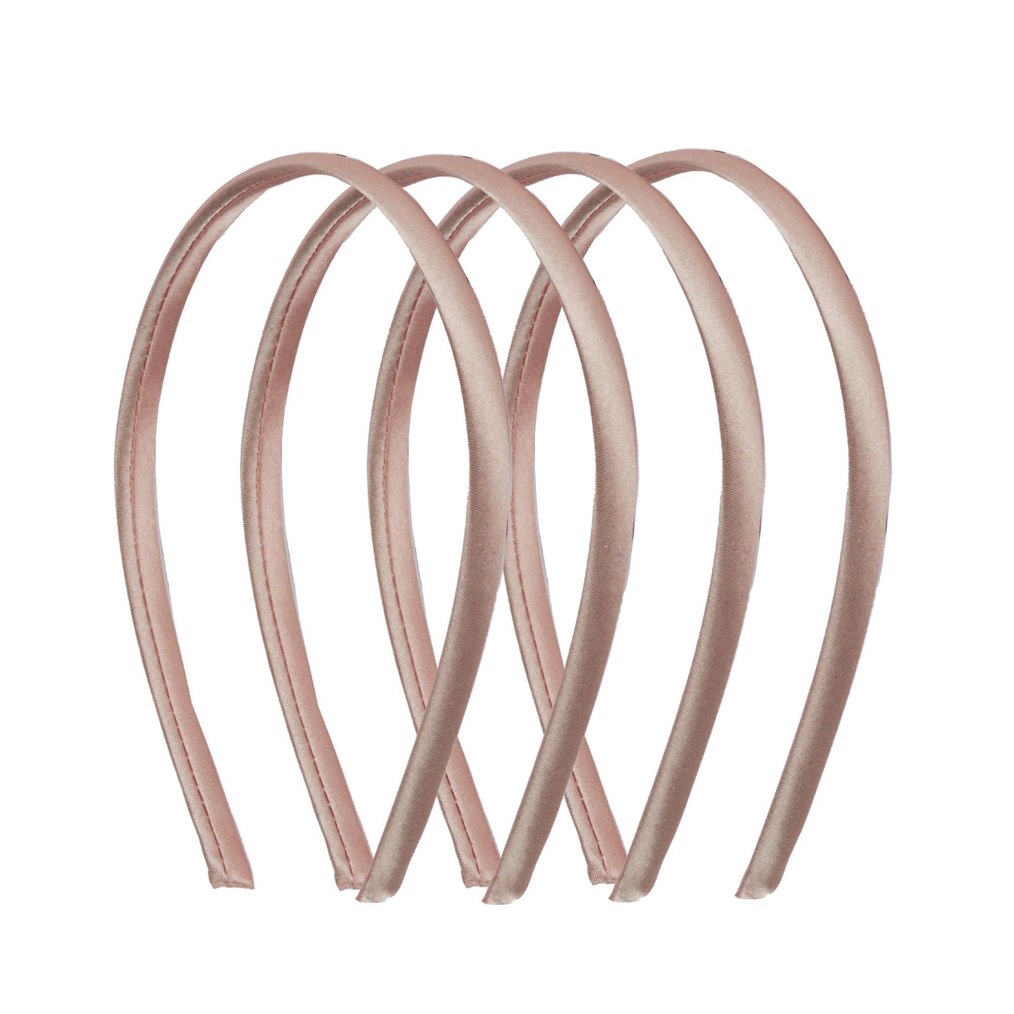 Motique Accessories tan satin headbands, no-teeth design for tangle-free styling.
