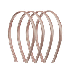 Motique Accessories tan satin headbands, no-teeth design for tangle-free styling.
