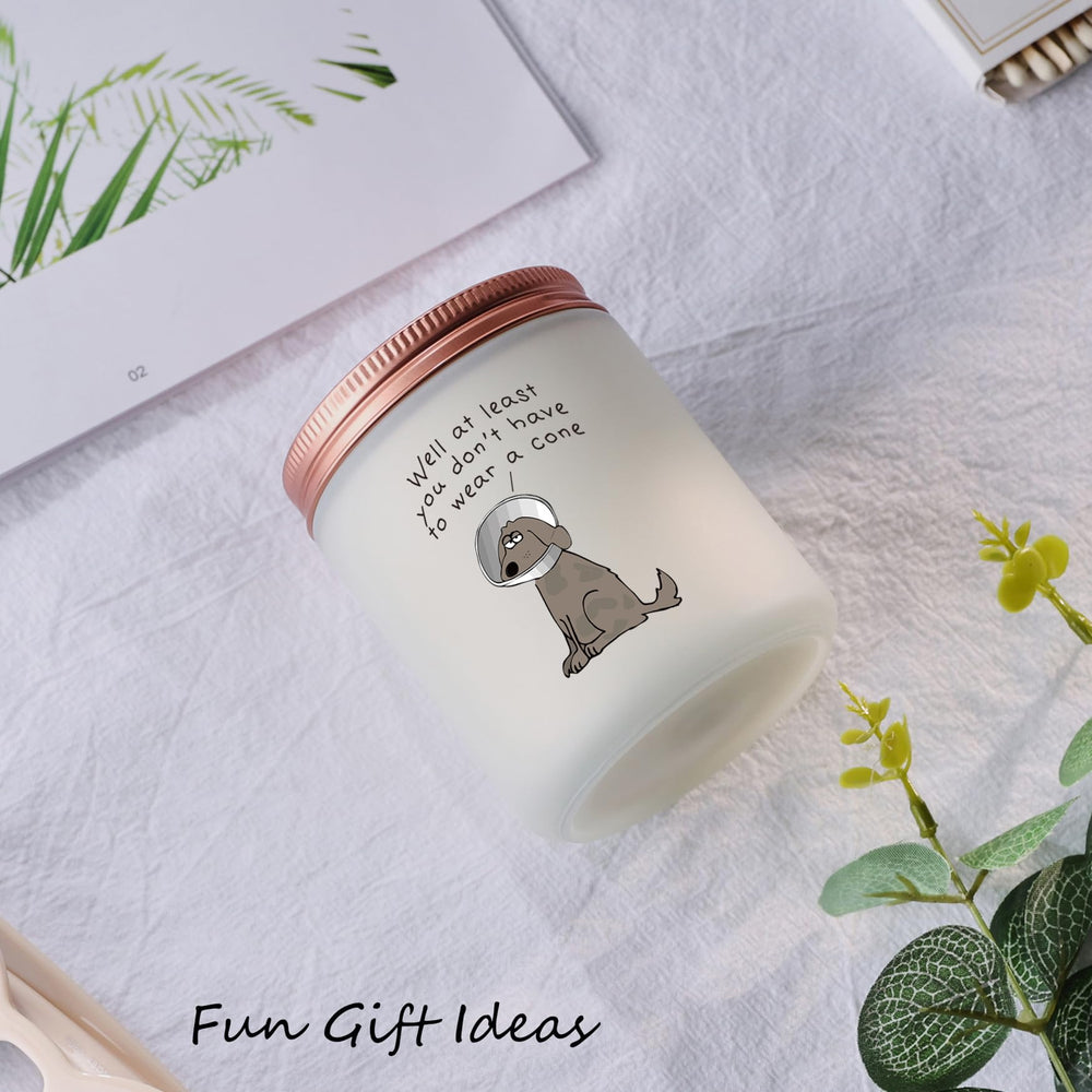 MOTVZC Get-well gift packaging featuring lavender candle and message card.