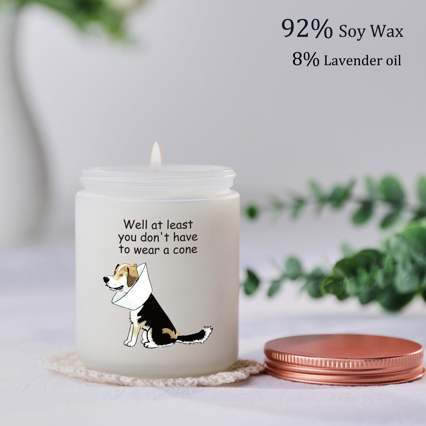 MOTVZC Get Well Soon candle dog mom dad close-up for comforting ambiance.