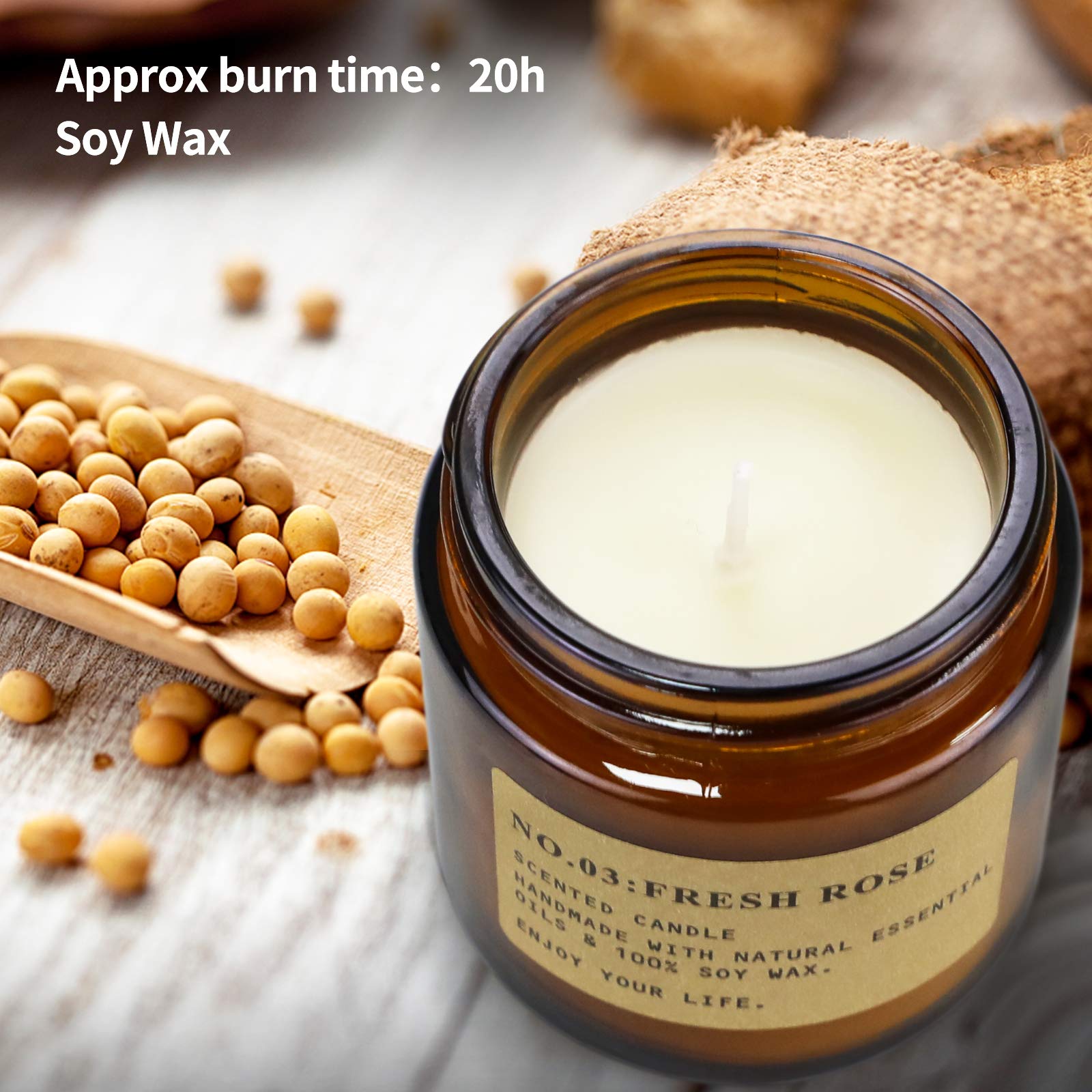 Cedar Teakwood scented soy candle in amber jar