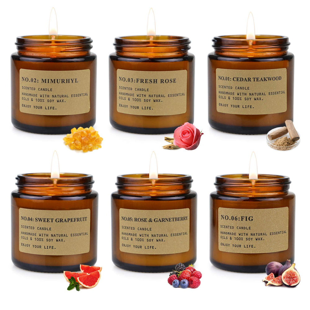 MIMURHYL fragrance candle in amber jar