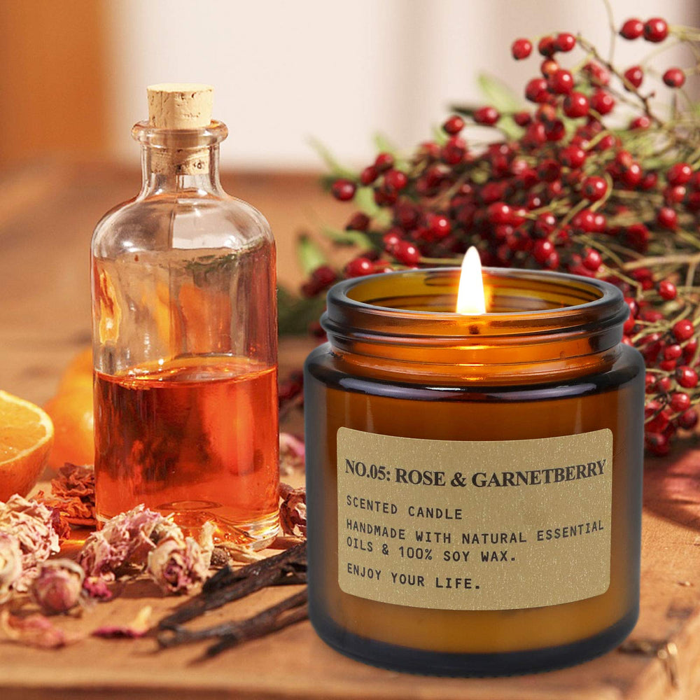 Sweet Grapefruit scented soy candle in amber jar