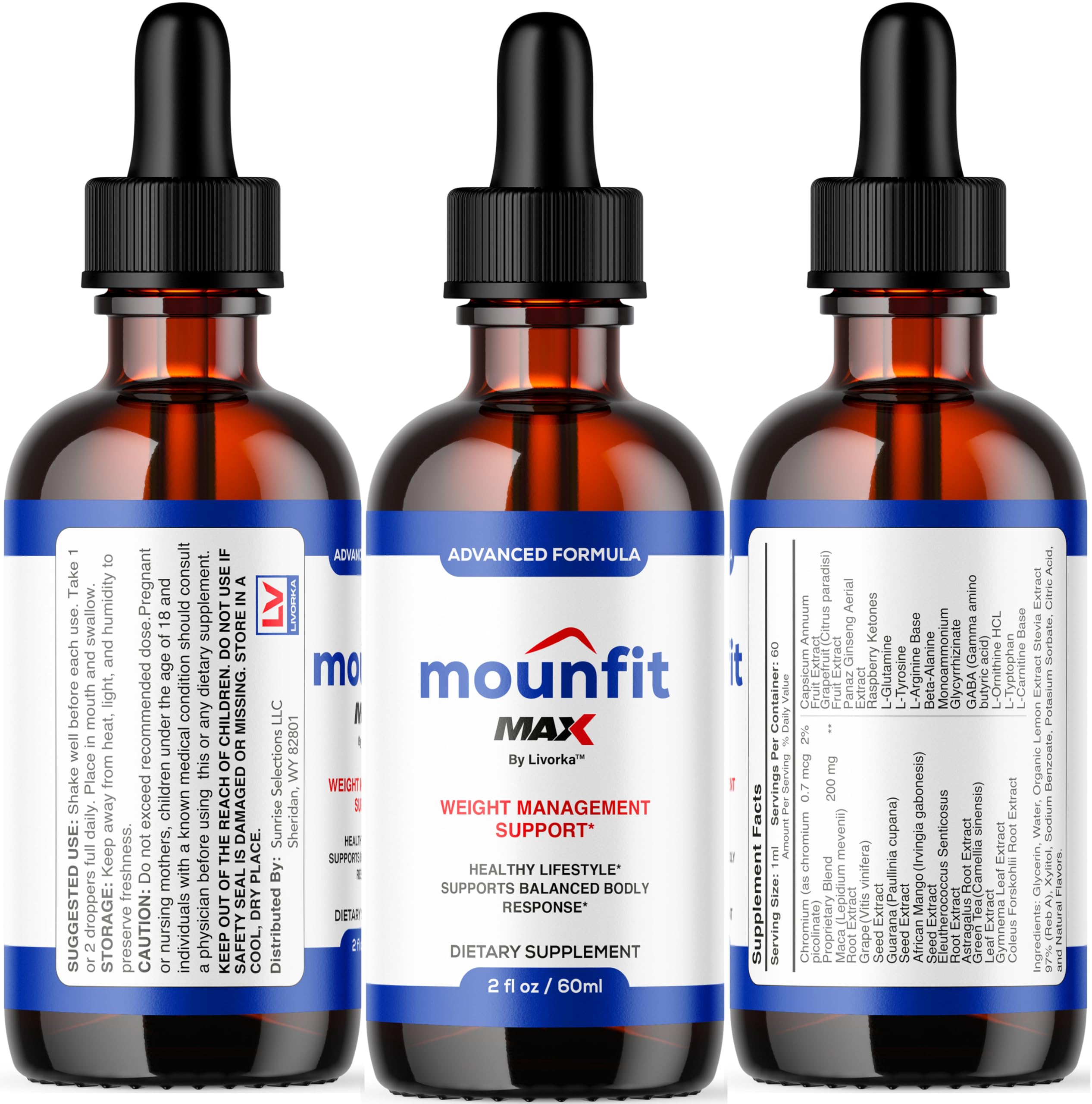 Lifestyle image showing Mounfit Drops Max bottle on a table