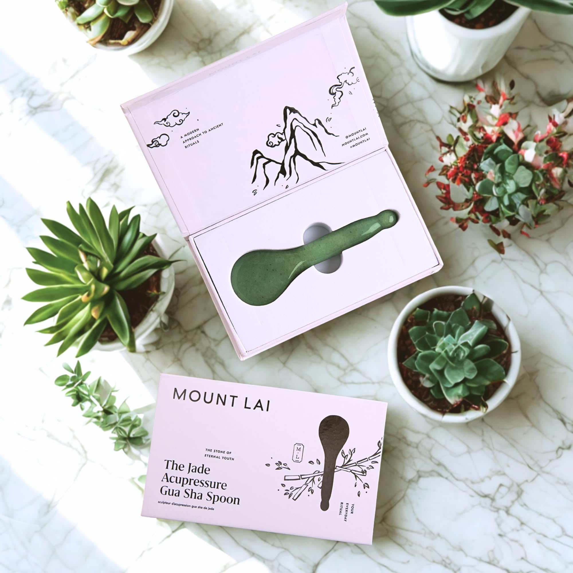 Gua sha setup for skincare routine