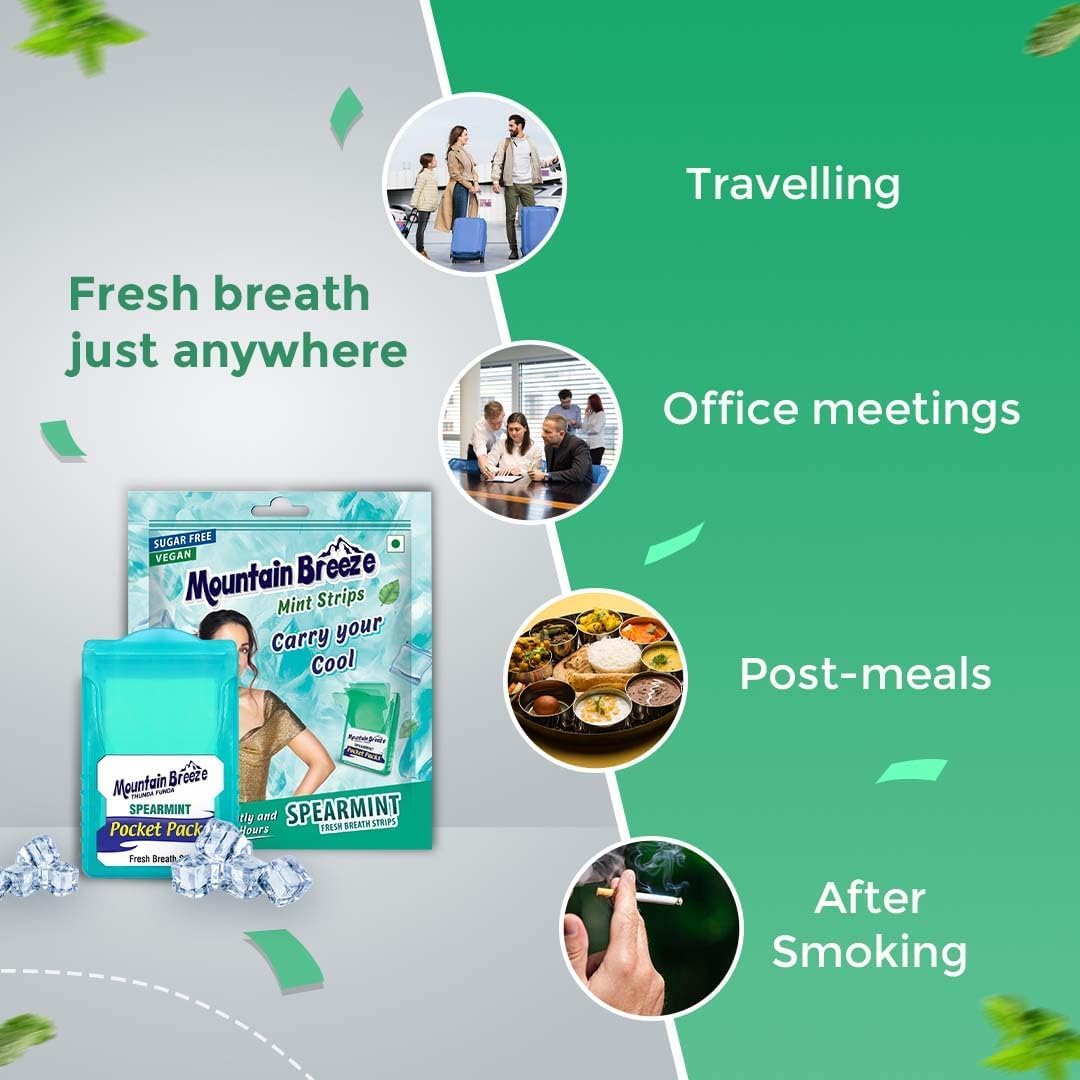 Mouth fresh breath with Mountain Breeze Strips on-the-go