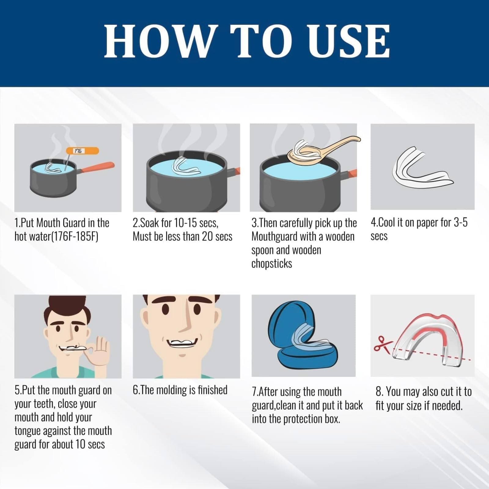 4-in-1 mouth guard for grinding, boxing, soccer, whitening trays